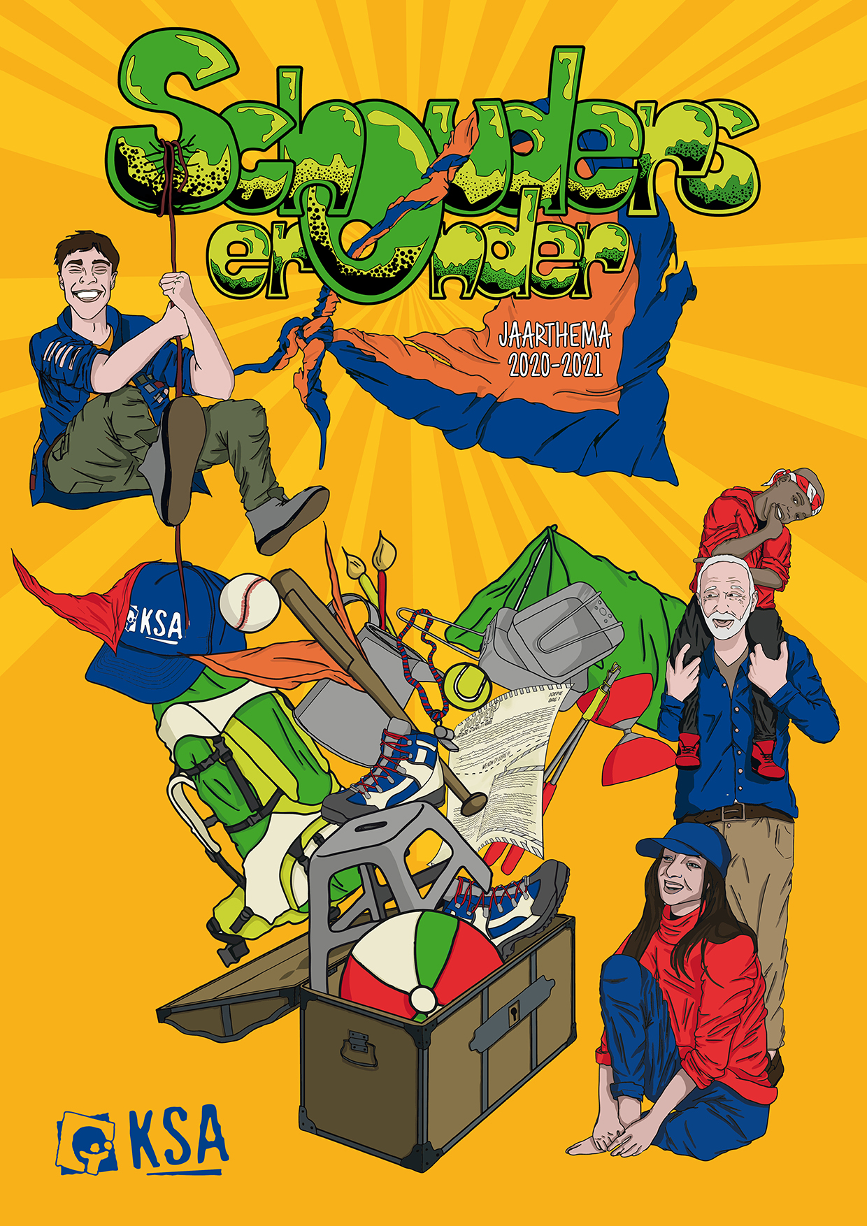 Affiche jaarthema Schouders eronder